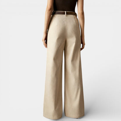 Gleame | Dames Broek Hoge Taille Wijde Pijpen Elegante Pasvorm