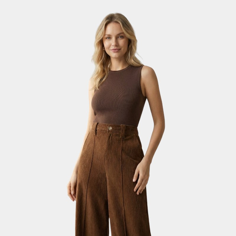 Gleame | Dames Broek Hoge Taille Wijde Pijpen Elegante Pasvorm