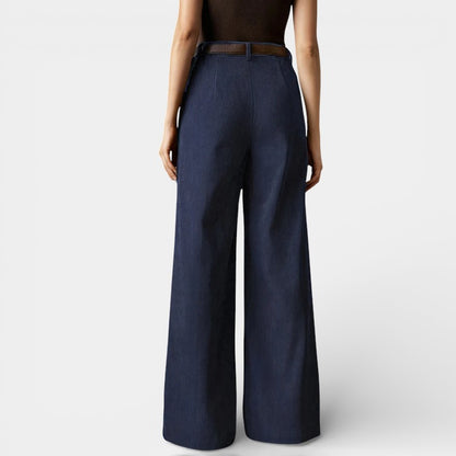 Gleame | Dames Broek Hoge Taille Wijde Pijpen Elegante Pasvorm