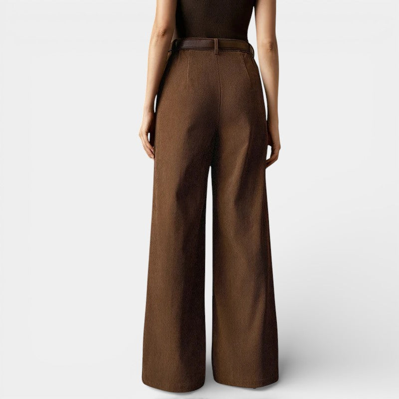 Gleame | Dames Broek Hoge Taille Wijde Pijpen Elegante Pasvorm