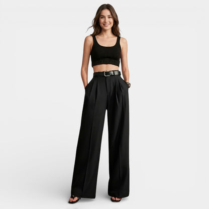 Gleame | Dames Hoge Taille Broek Rechte Pijp Elegant