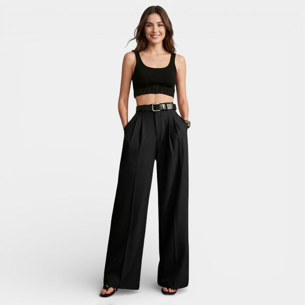 Gleame | Dames Hoge Taille Broek Rechte Pijp Elegant