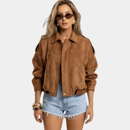 Gleame | Dames Jas Met Rits Lange Mouw Klassieke Pasvorm