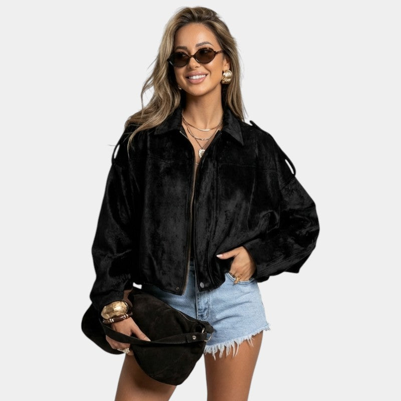 Gleame | Dames Jas Met Rits Lange Mouw Klassieke Pasvorm