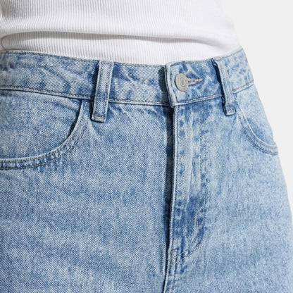 Gleame | Dames Jeans Hoge Taille Wijde Pijp Rechte Pasvorm