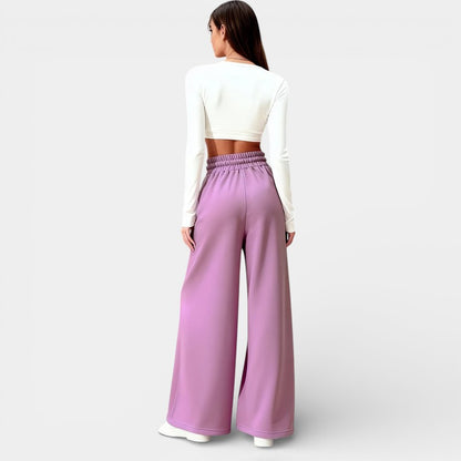 Gleame | Dames Lange Broek Wijde Pijpen Comfortabele Pasvorm