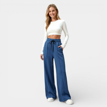 Gleame | Dames Lange Broek Wijde Pijpen Comfortabele Pasvorm