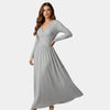 Gleame | Dames Maxi Jurk A-Lijn V-Hals Lange Mouw