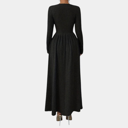 Gleame | Dames Maxi Jurk A-Lijn V-Hals Lange Mouw