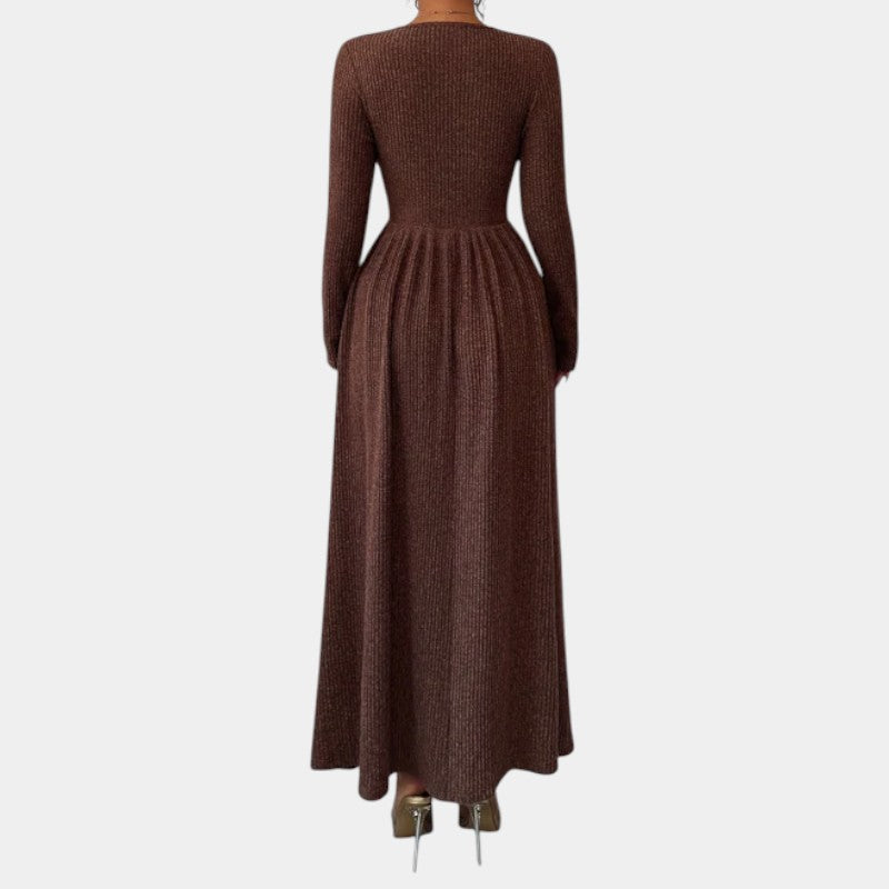 Gleame | Dames Maxi Jurk A-Lijn V-Hals Lange Mouw