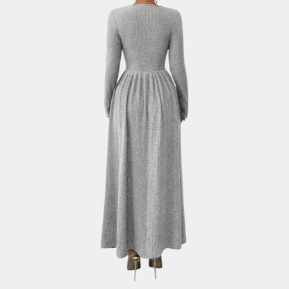 Gleame | Dames Maxi Jurk A-Lijn V-Hals Lange Mouw