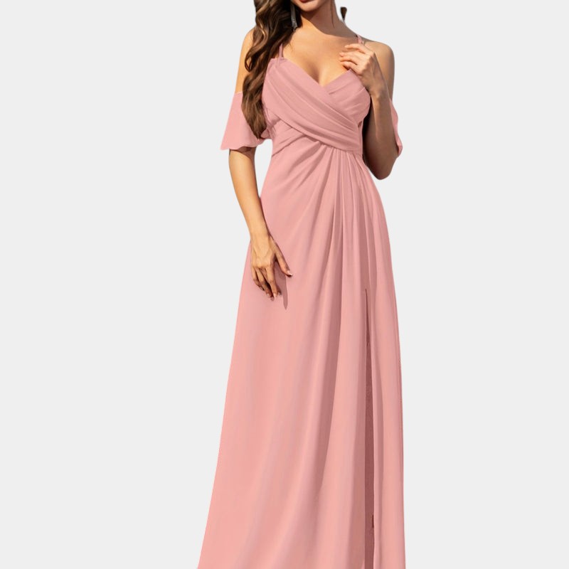 Gleame | Dames Maxi Jurk A-Lijn V-Hals Plissé Elegante Pasvorm