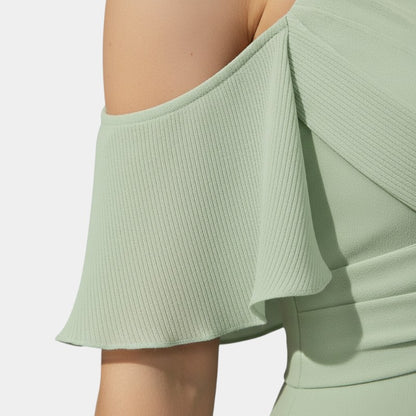 Gleame | Dames Maxi Jurk A-Lijn V-Hals Plissé Elegante Pasvorm