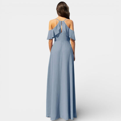 Gleame | Dames Maxi Jurk A-Lijn V-Hals Plissé Elegante Pasvorm