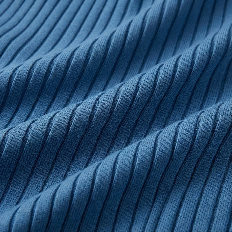 Gleame | Dames Maxi Jurk Geribde Structuur V-Hals Lange Mouw Elegant