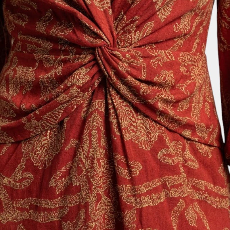 Gleame | Dames Maxi Jurk V-Hals Lange Mouw Elegante Pasvorm