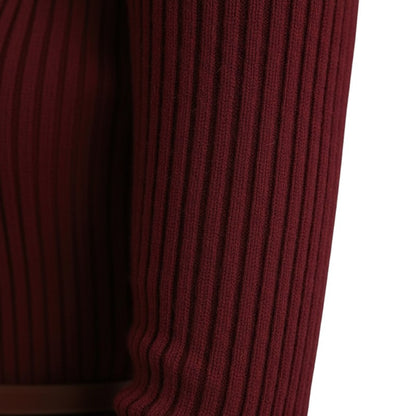 Gleame | Dames Midi Jurk Hoge Hals Geribde Structuur Elegant