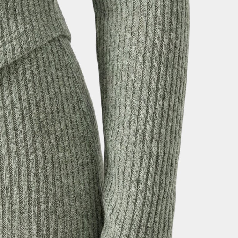 Gleame | Dames Tweedelige Set Geribde Structuur Aansluitende Pasvorm