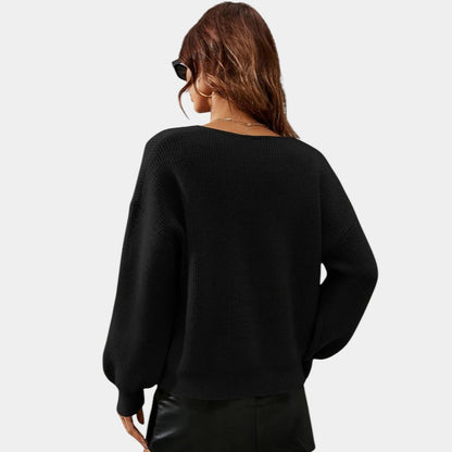 Gleame | Dames V-Hals Trui Geribde Structuur Elegante Pasvorm