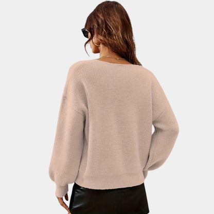 Gleame | Dames V-Hals Trui Geribde Structuur Elegante Pasvorm