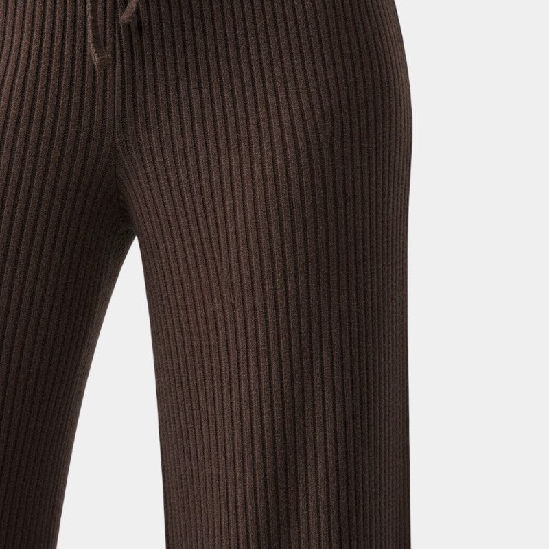 Gleame | Dames Wijde Broek Geribde Structuur Elastische Taille