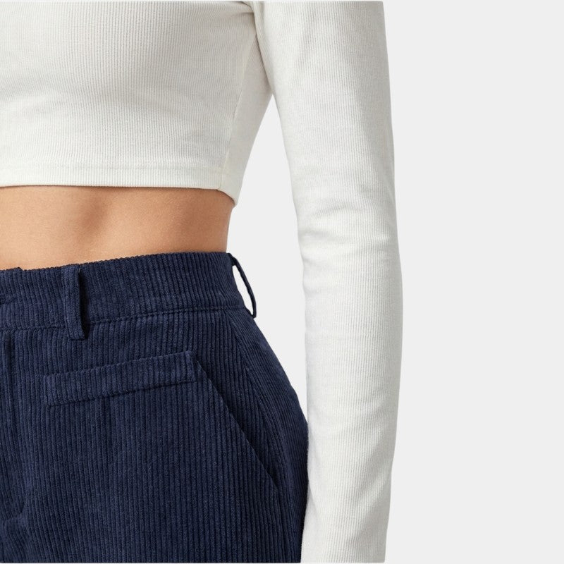 Gleame | Dames Wijde Broek Hoge Taille Geribde Structuur Elegant