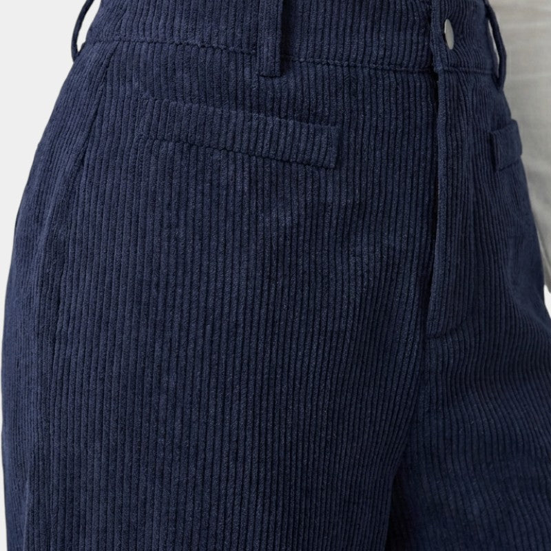 Gleame | Dames Wijde Broek Hoge Taille Geribde Structuur Elegant