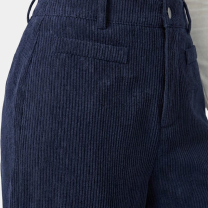 Gleame | Dames Wijde Broek Hoge Taille Geribde Structuur Elegant