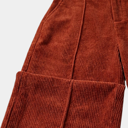 Gleame | Dames Wijde Broek Hoge Taille Geribde Structuur Elegant