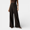 Gleame | Dames Wijde Broek Hoge Taille Geribde Structuur Elegant
