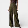 Gleame | Dames Wijde Broek Hoge Taille Geribde Structuur Elegant