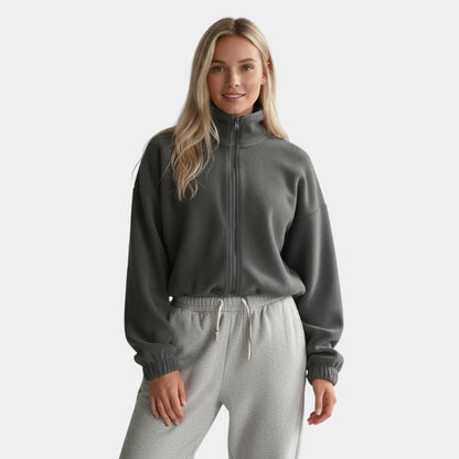Gleame | Dames Fleece jas met rits en trekkoord hoge hals