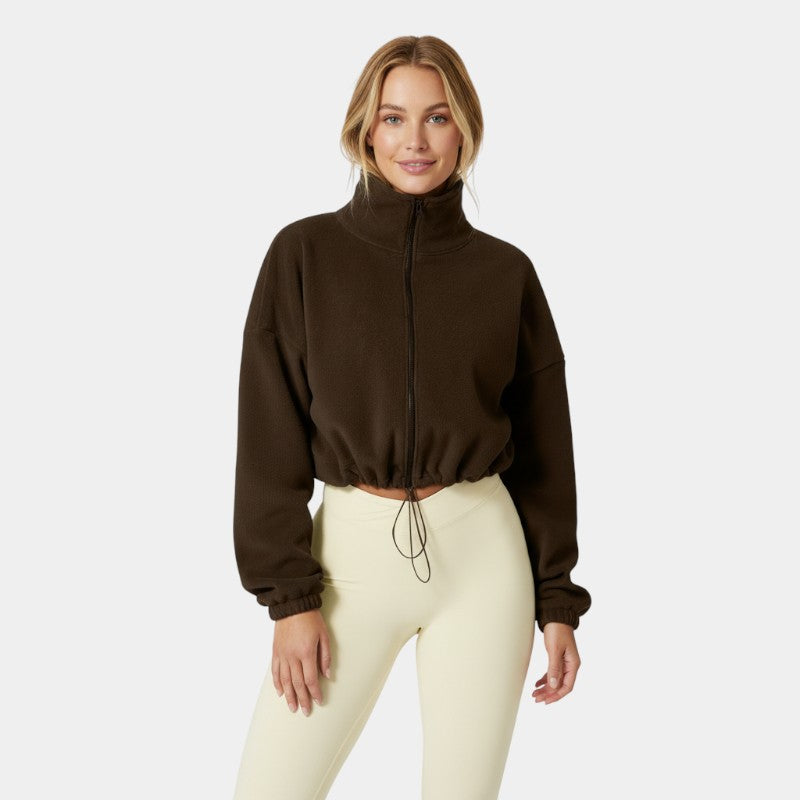 Gleame | Dames Fleece jas met rits en trekkoord hoge hals