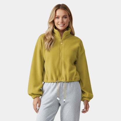 Gleame | Dames Fleece jas met rits en trekkoord hoge hals