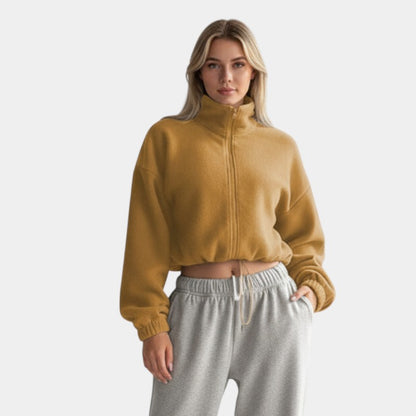 Gleame | Dames Fleece jas met rits en trekkoord hoge hals