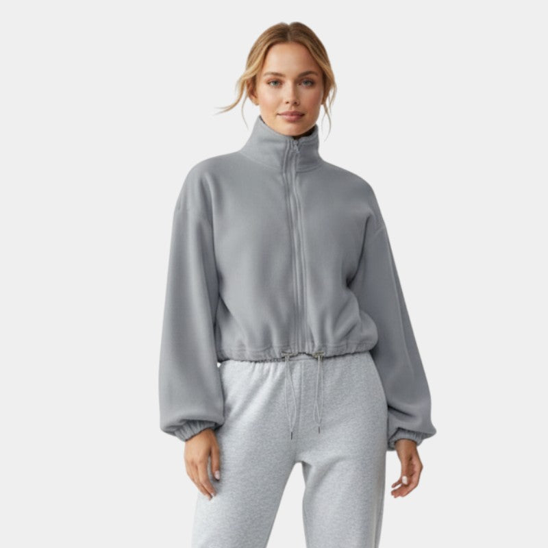 Gleame | Dames Fleece jas met rits en trekkoord hoge hals