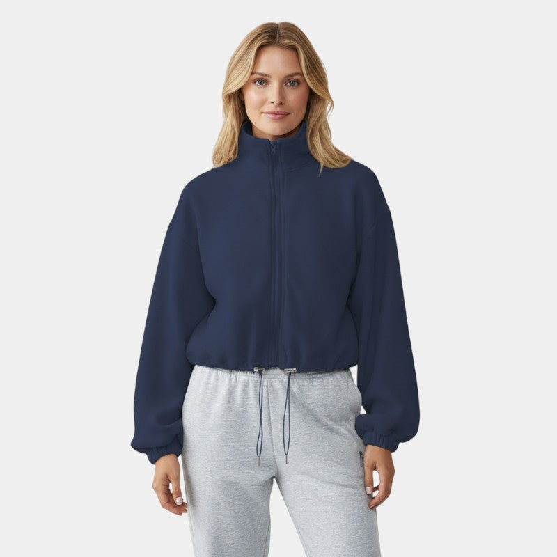 Gleame | Dames Fleece jas met rits en trekkoord hoge hals