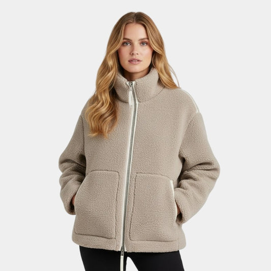 Gleame Jacket - Teddy jacket for women with stand-up collar and double zipper