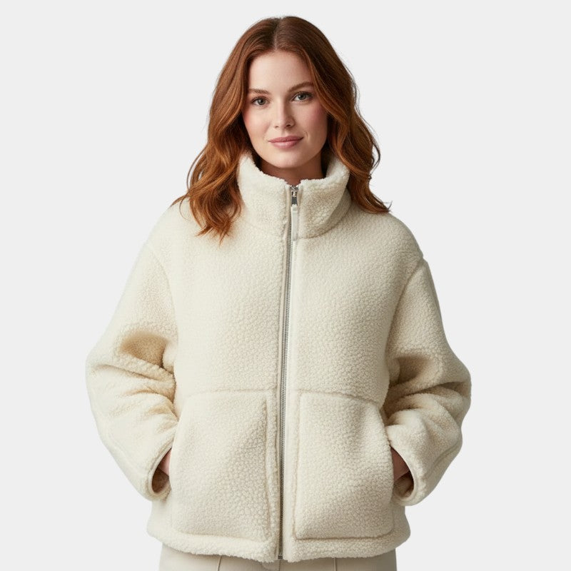 Gleame Jacket - Teddy jacket for women with stand-up collar and double zipper