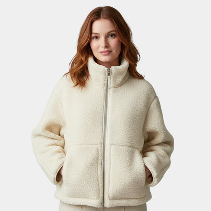 Gleame Jacket - Teddy jacket for women with stand-up collar and double zipper