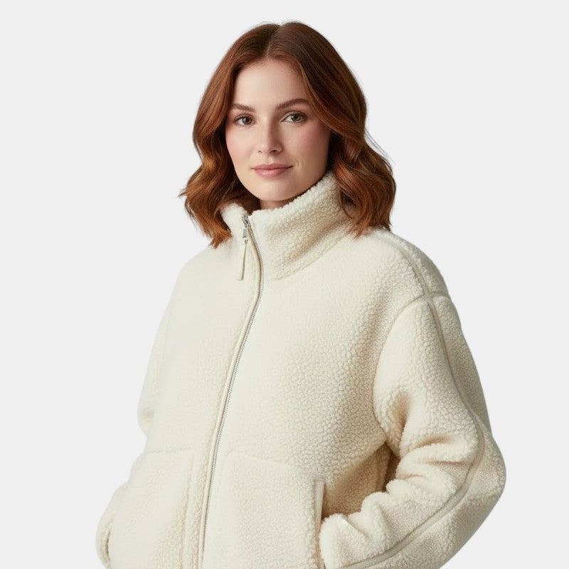 Gleame Jacket - Teddy jacket for women with stand-up collar and double zipper