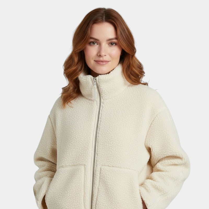 Gleame Jacket - Teddy jacket for women with stand-up collar and double zipper