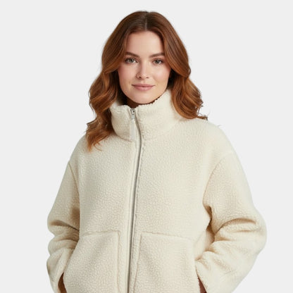 Gleame Jacket - Teddy jacket for women with stand-up collar and double zipper