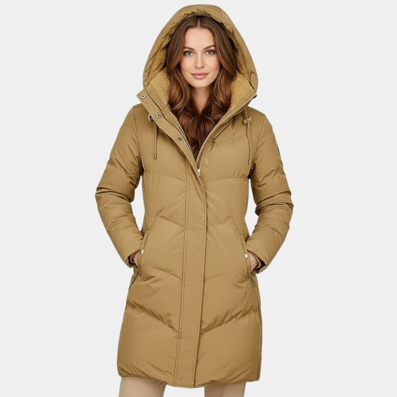 Gleame Winterjas – Luxe gewatteerde damesjas met warme teddyvoering en capuchon