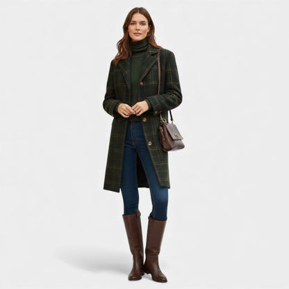 Gleame Women's Winter Coat - Long Wool Women's Coat with Button Closure