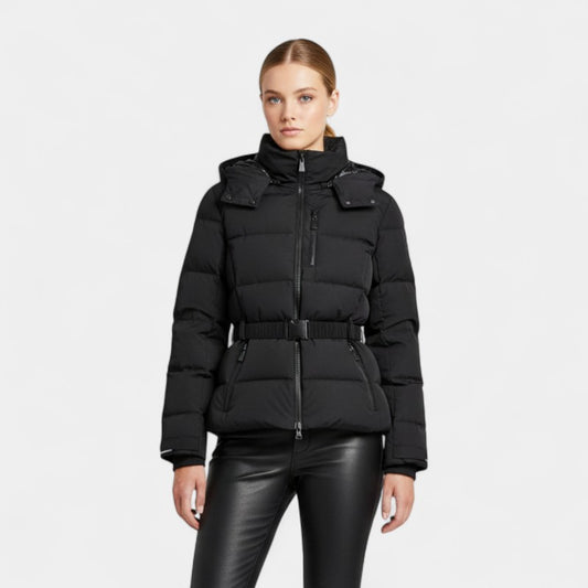 Gleame Winter Jacket - Waterproof women's puffer jacket with belt and high collar